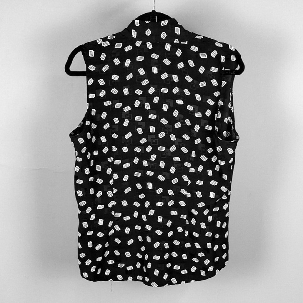 Ralph Lauren LRL Silk Sleeveless Blouse Tank Top Geometric Womens Navy White - Picture 6 of 10